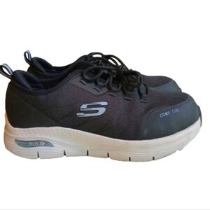 NWT Skechers - Women's Arch Fit Comp Toe Shoe‎ - 108075 (Black/Grey) Size 9.5